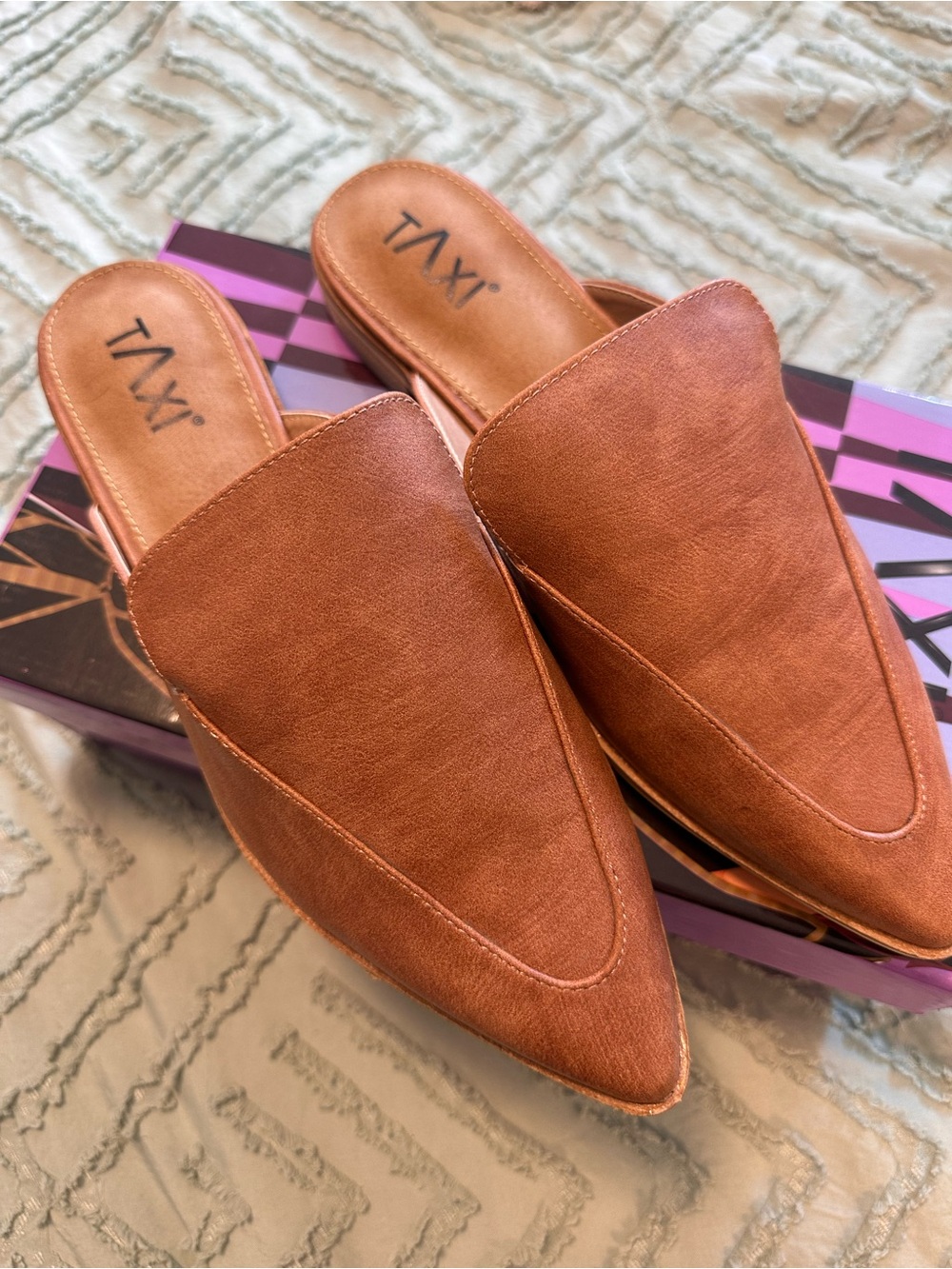 Women's Taxi Pointed Mule Slides in Brown